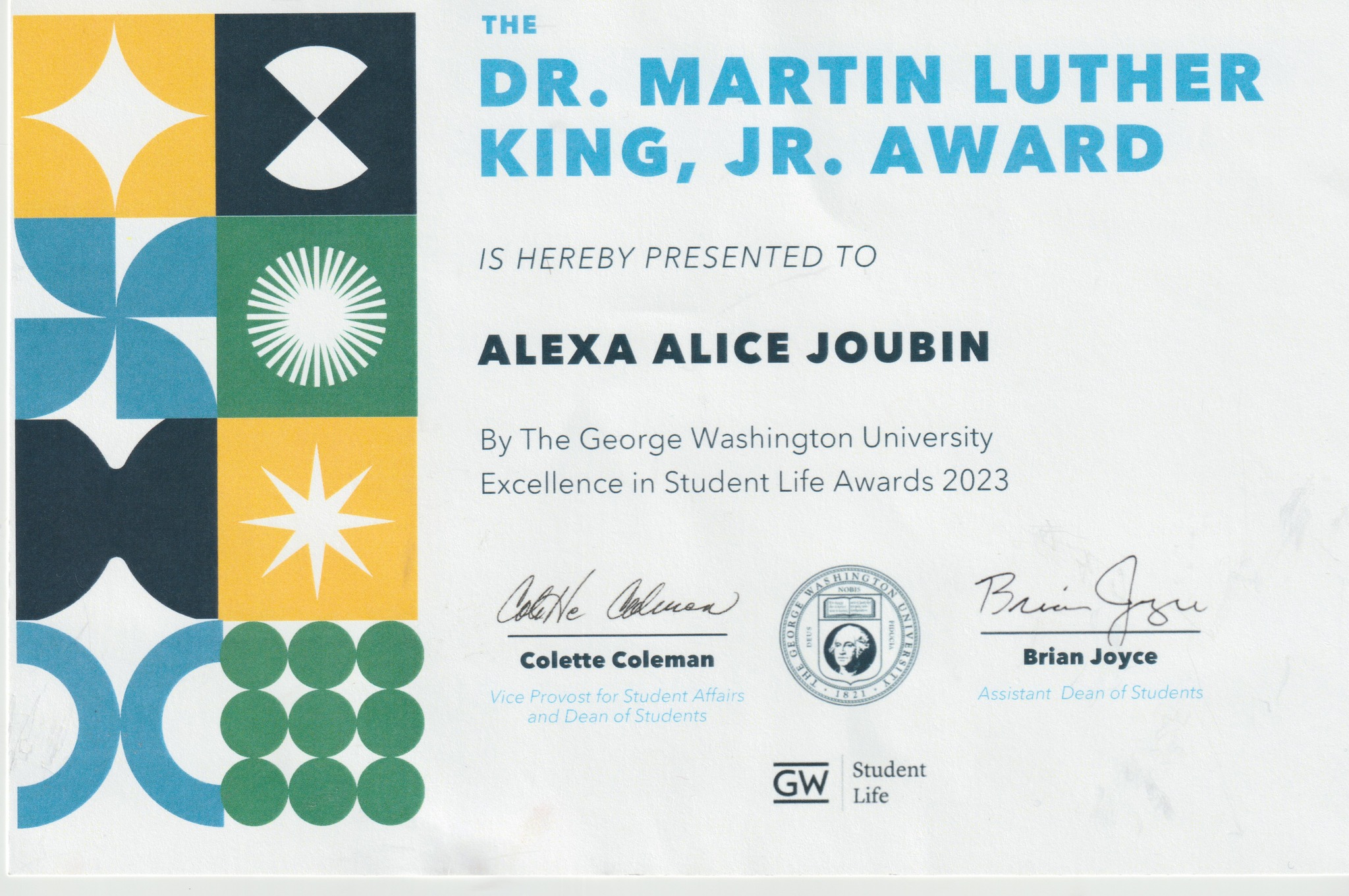Joubin Receives the Martin Luther King Jr. Award